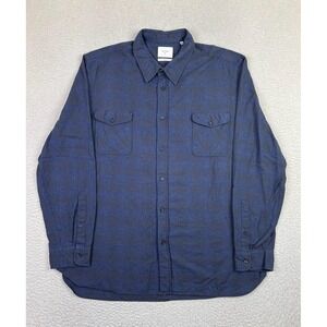 Billy Reid Shirt Mens 2XL Blue Solid 100% Cotton Long Sleeve Button Up Casual